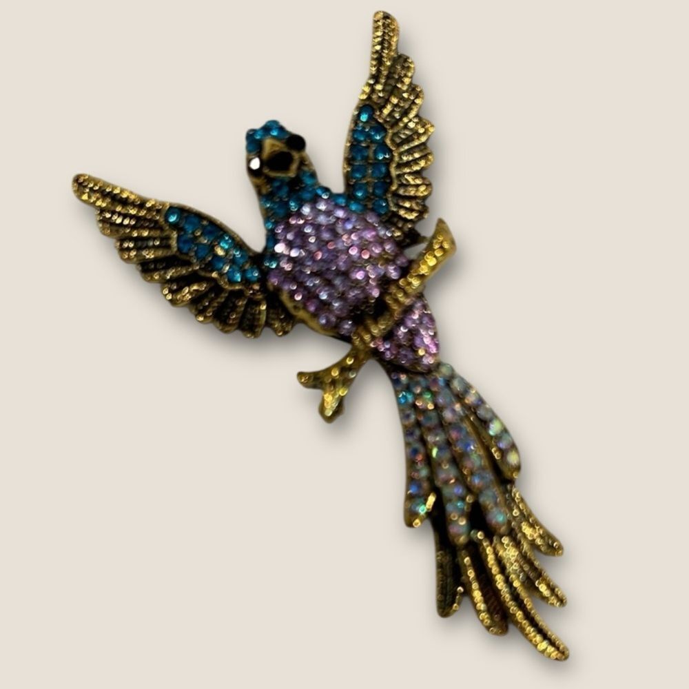 Colorful Crystal Bird Brooch